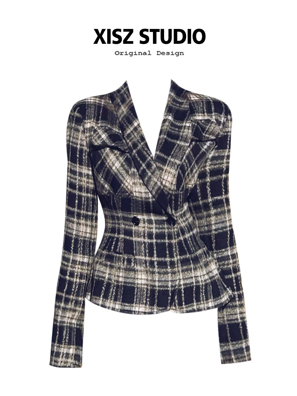 Blazer Women Oversized - Blazer Xadrez Feminino Y2k Anos 2000,