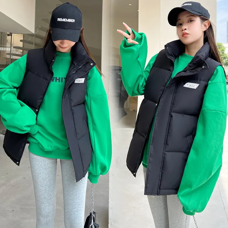 Puffer Vest Fashion Women - Outono inverno quente recortado colete jaquetas