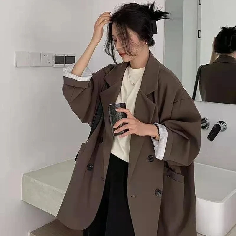 Blazer Women Oversized - Vintage marrom blazer feminino elegante oficial