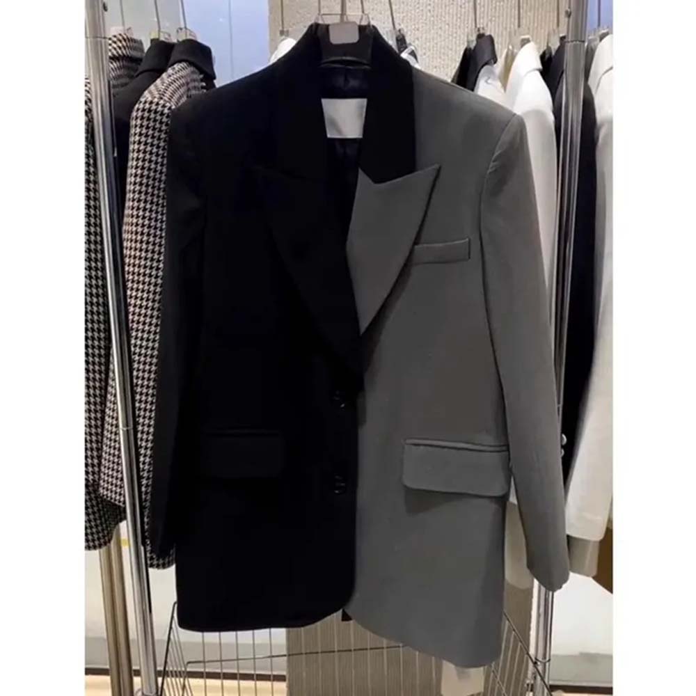 Blazer Women Oversized - High end cor contrastante retalhos terno