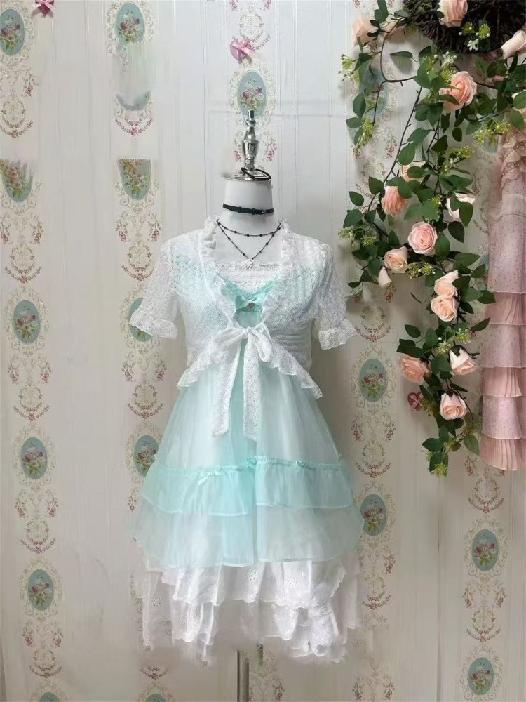 Ruched Dress Mini - Japonês kawaii doce bonito 2 peça