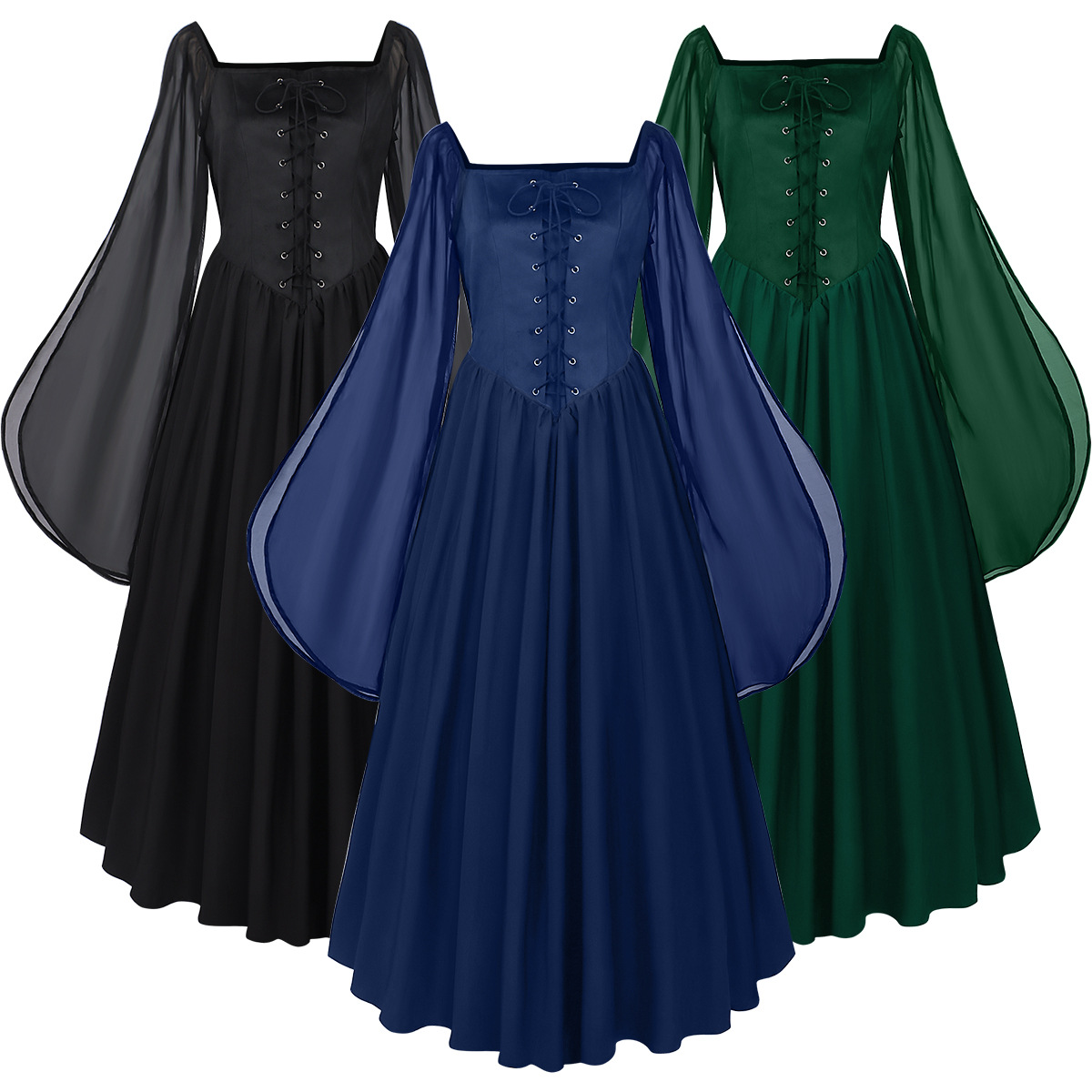 Women'S Fashion Renaissance Period - Vestido Medieval Feminino de Manga Longa