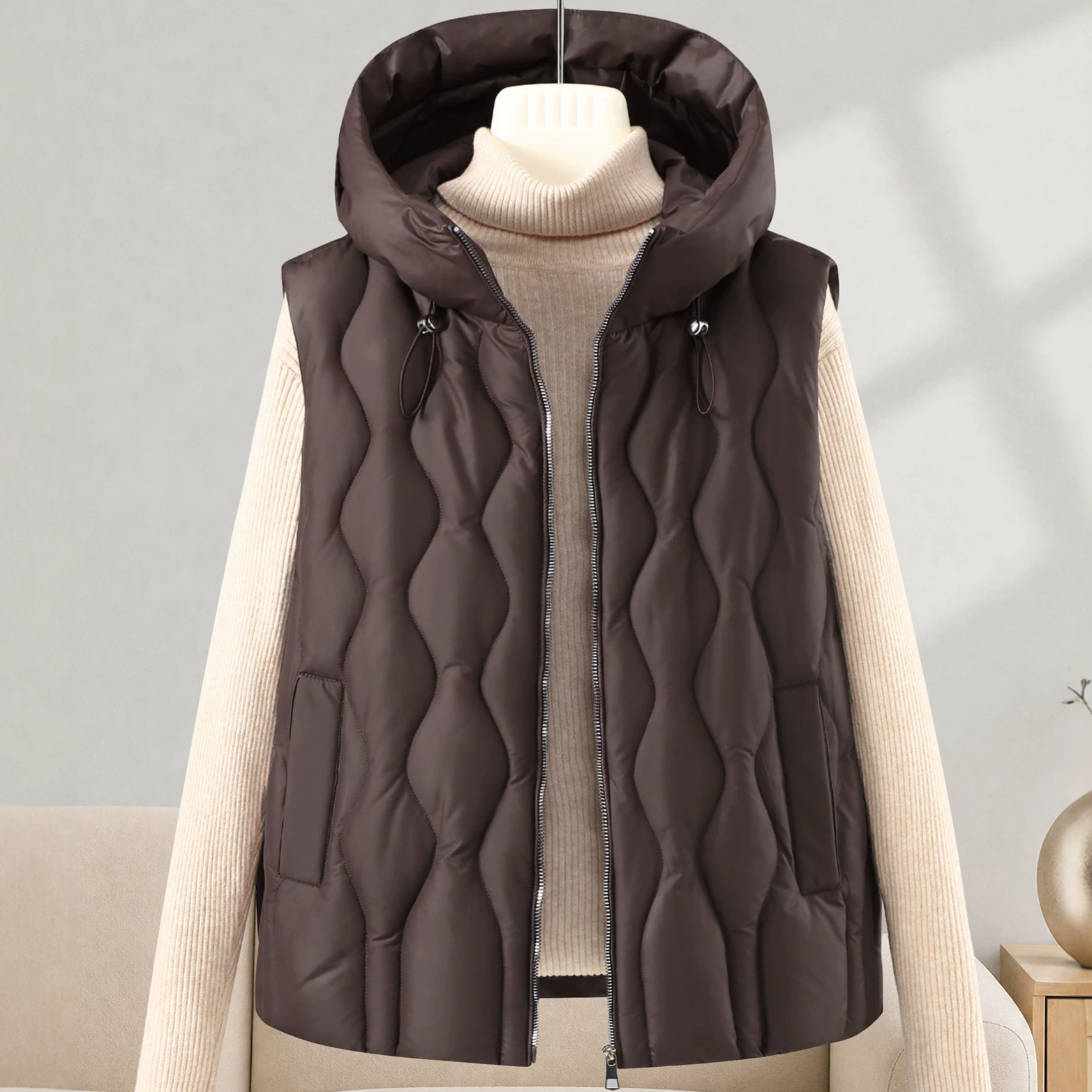 Puffer Vest Fashion Women - Colete Feminino Curto Acolchoado Grosso e