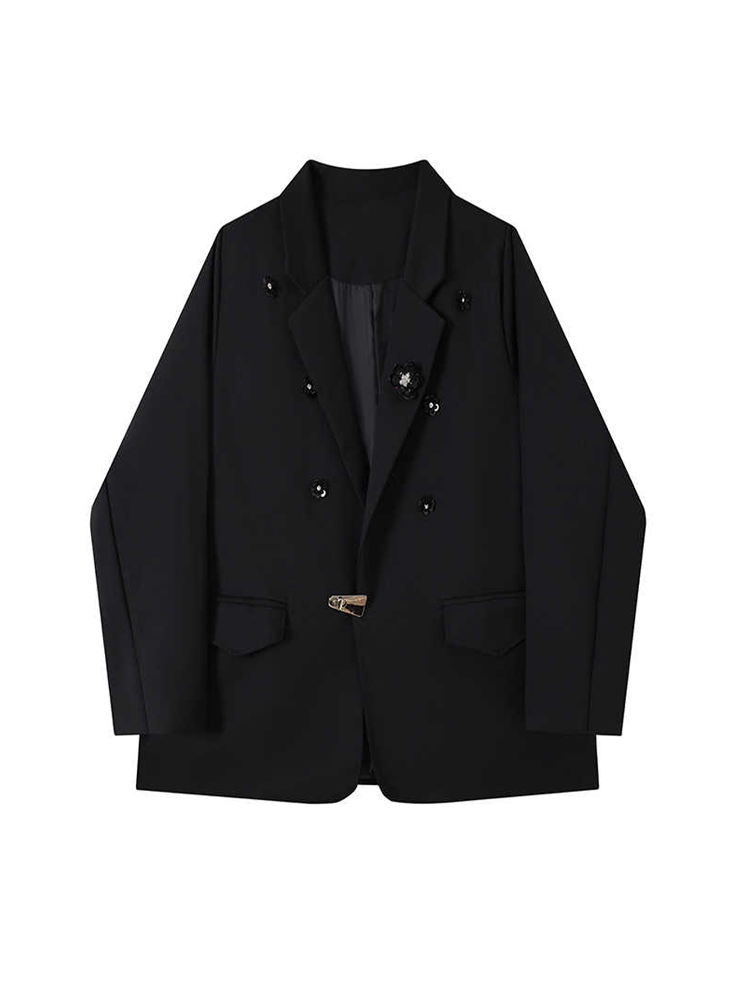 Blazer Women Oversized - Feminino preto gótico 3d floral blazer