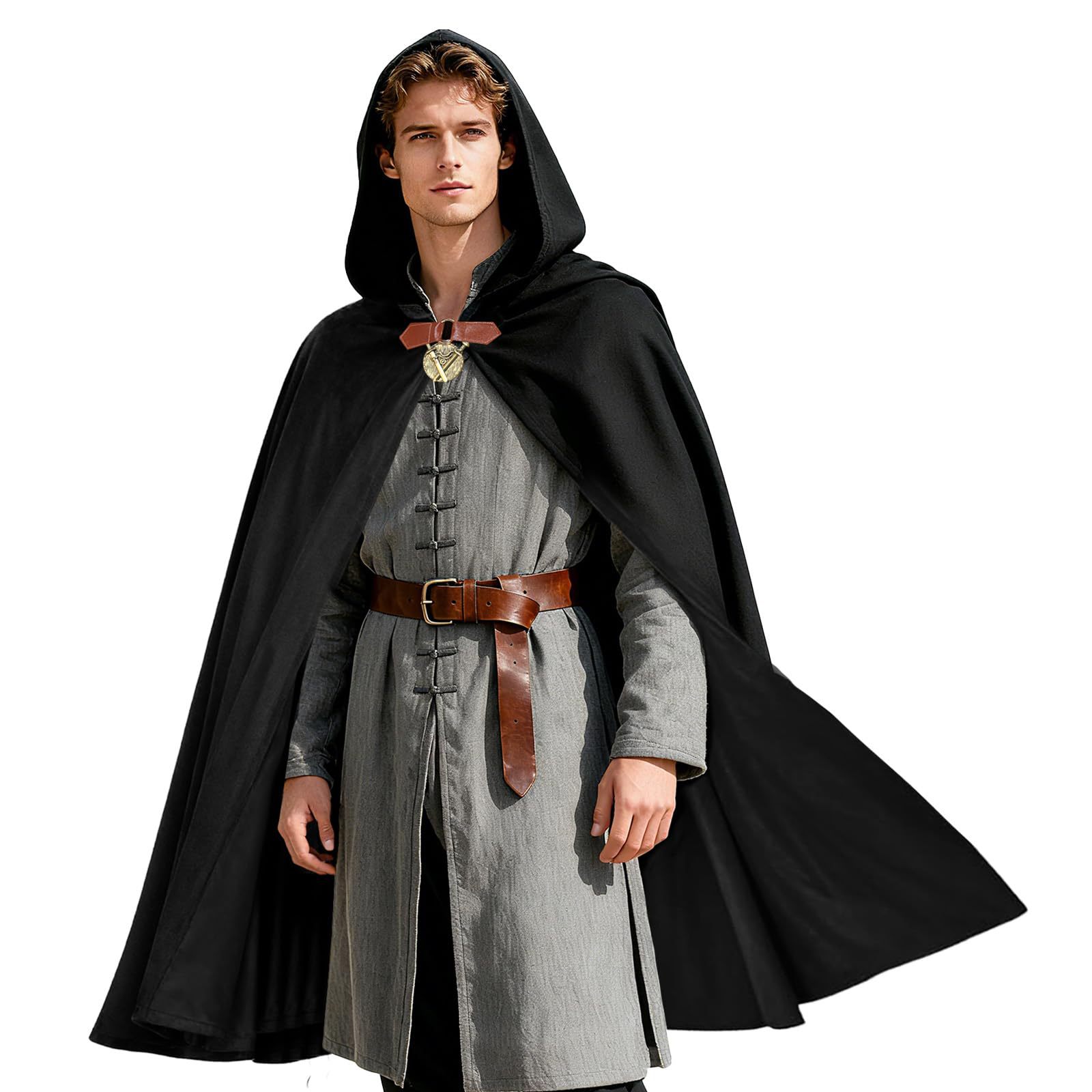 Women'S Fashion Renaissance Period - Capa de Veludo com Capuz Masculina,