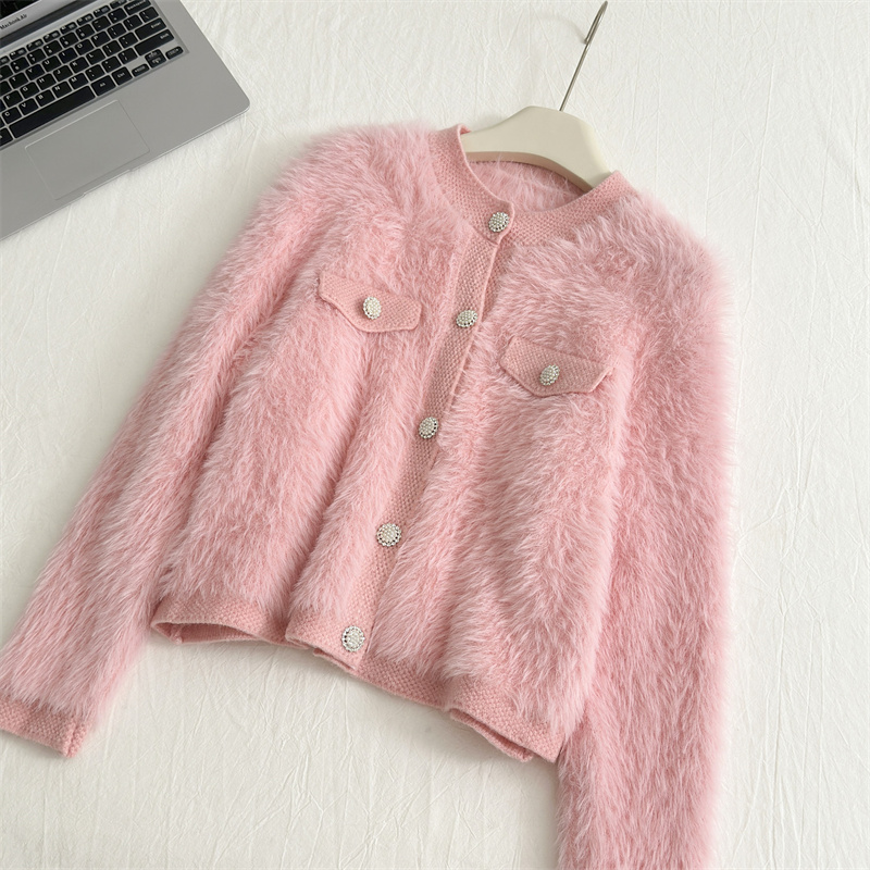 Xl Women'S Fashion - Mohair jacquard malha sweate cardigan feminino