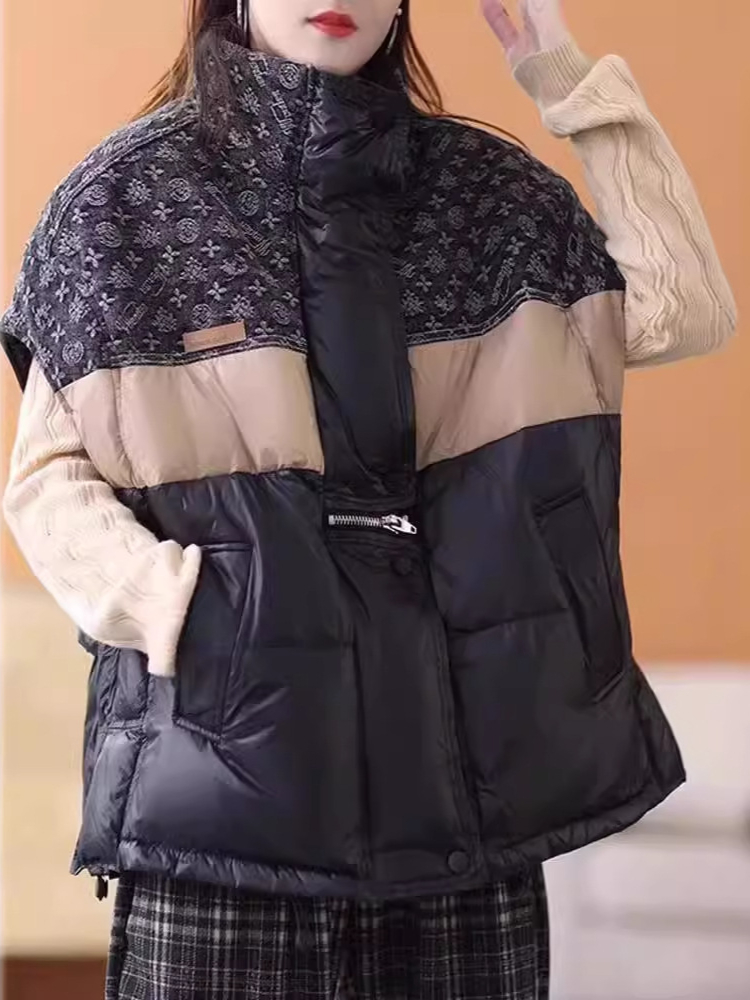 Moda retro para baixo jaqueta  - Puffer Vest Fashion Women avaliação e preço
