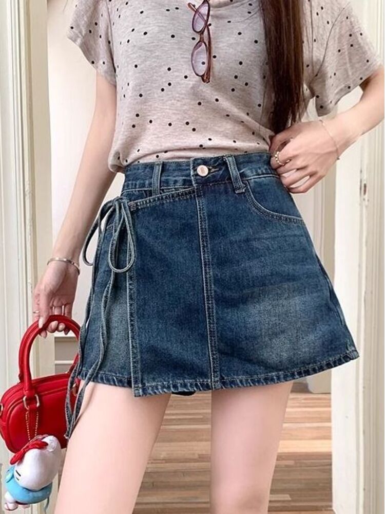 Saia-Calça Jeans Feminina de C - Denim Shorts Women avaliação e preço
