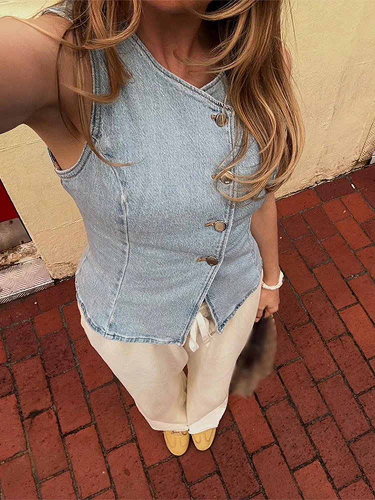 Cpsymym elegante denim colete  - Denim Shorts Women avaliação e preço