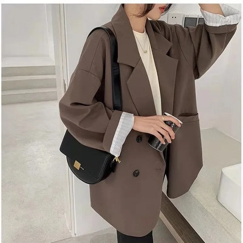 Vintage marrom blazer feminino - Blazer Women Oversized avaliação e preço