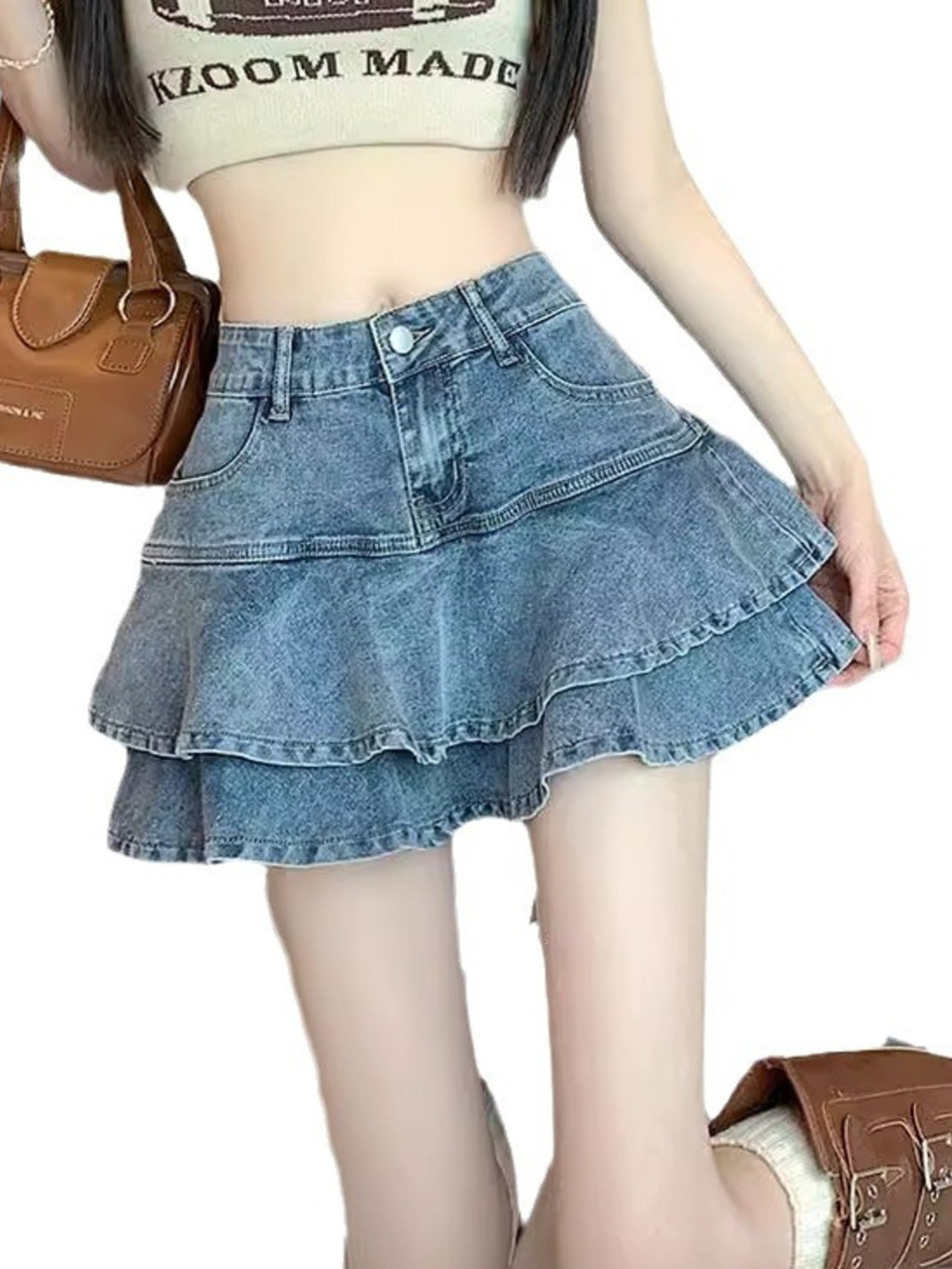 Saia-Calção Feminina Vintage e - Denim Shorts Women avaliação e preço