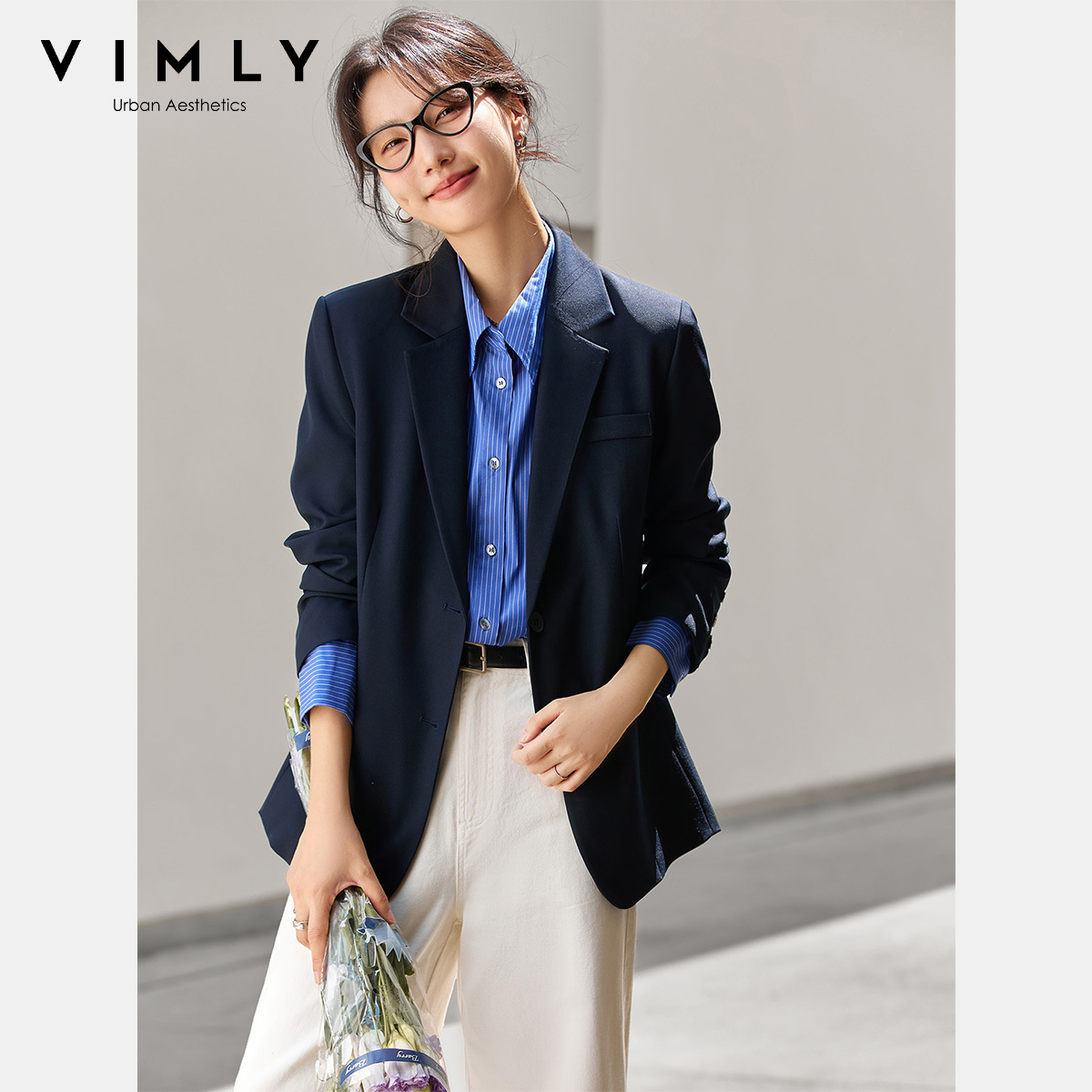 Jaquetas Femininas VIMLY Azul  - Blazer Women Oversized avaliação e preço