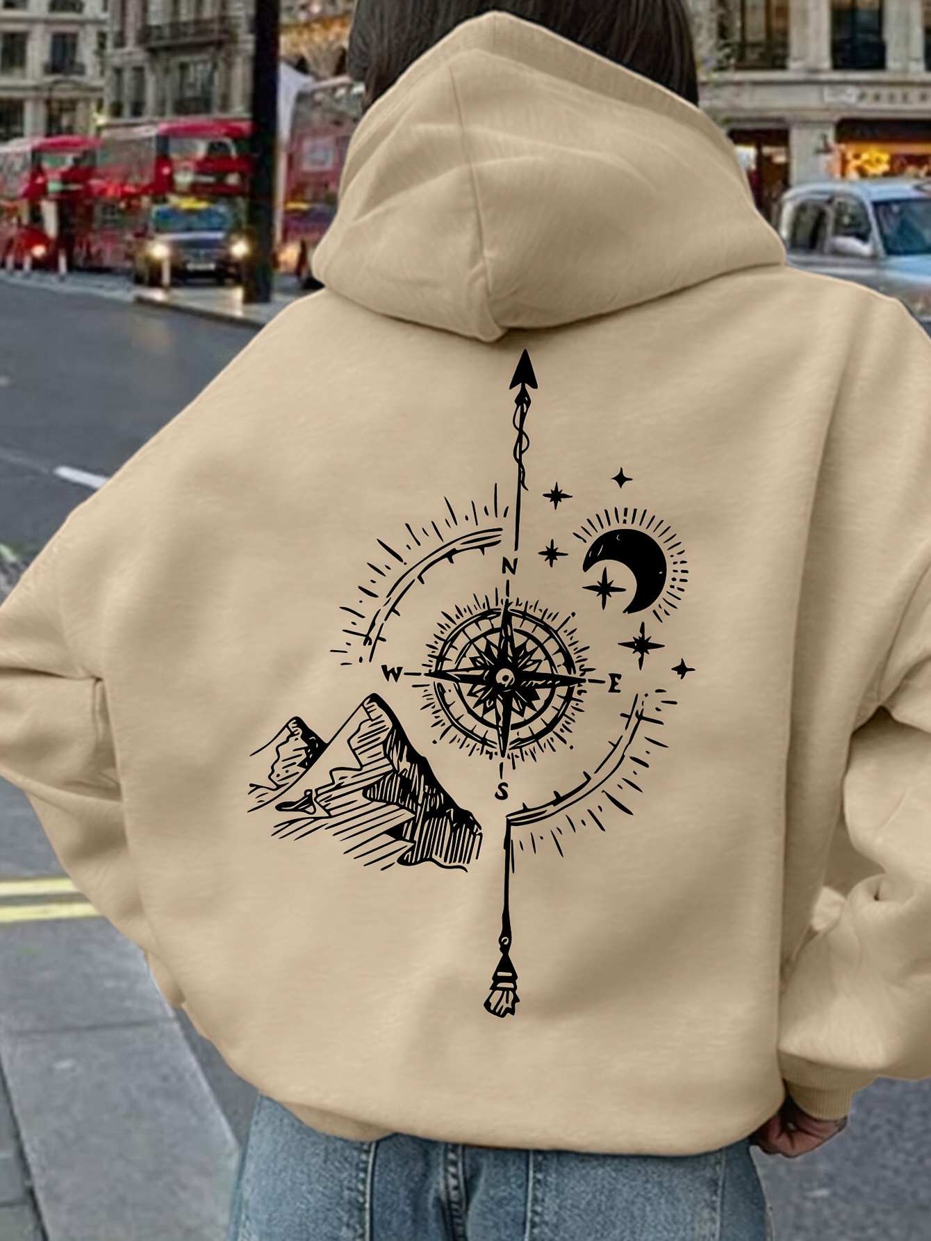 Hoodie com Estampa de Bússola  - Hoodie Women Oversized avaliação e preço