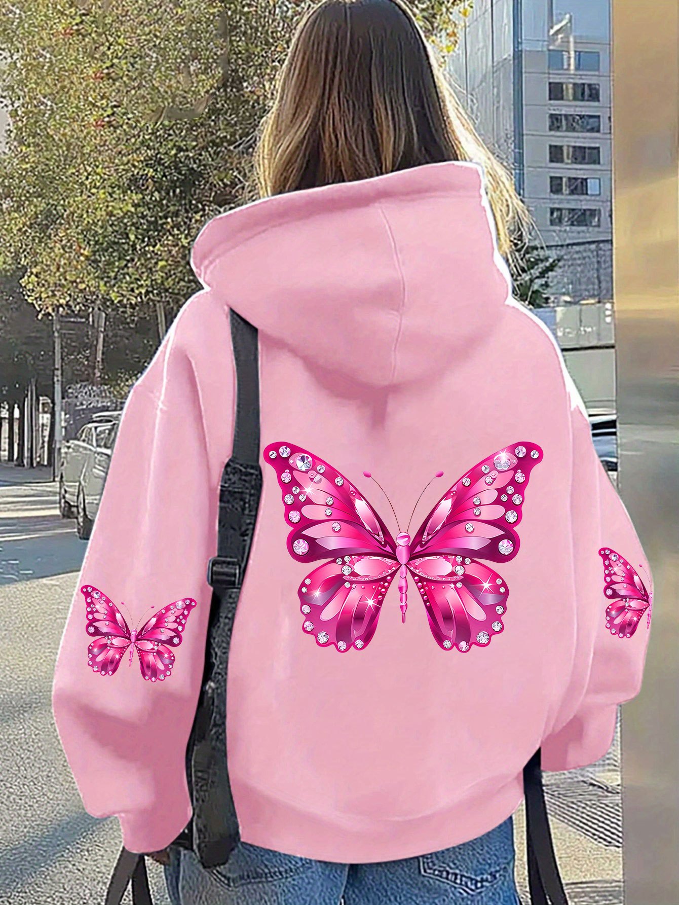 Moletom com Estampa de Borbole - Hoodie Women Oversized avaliação e preço