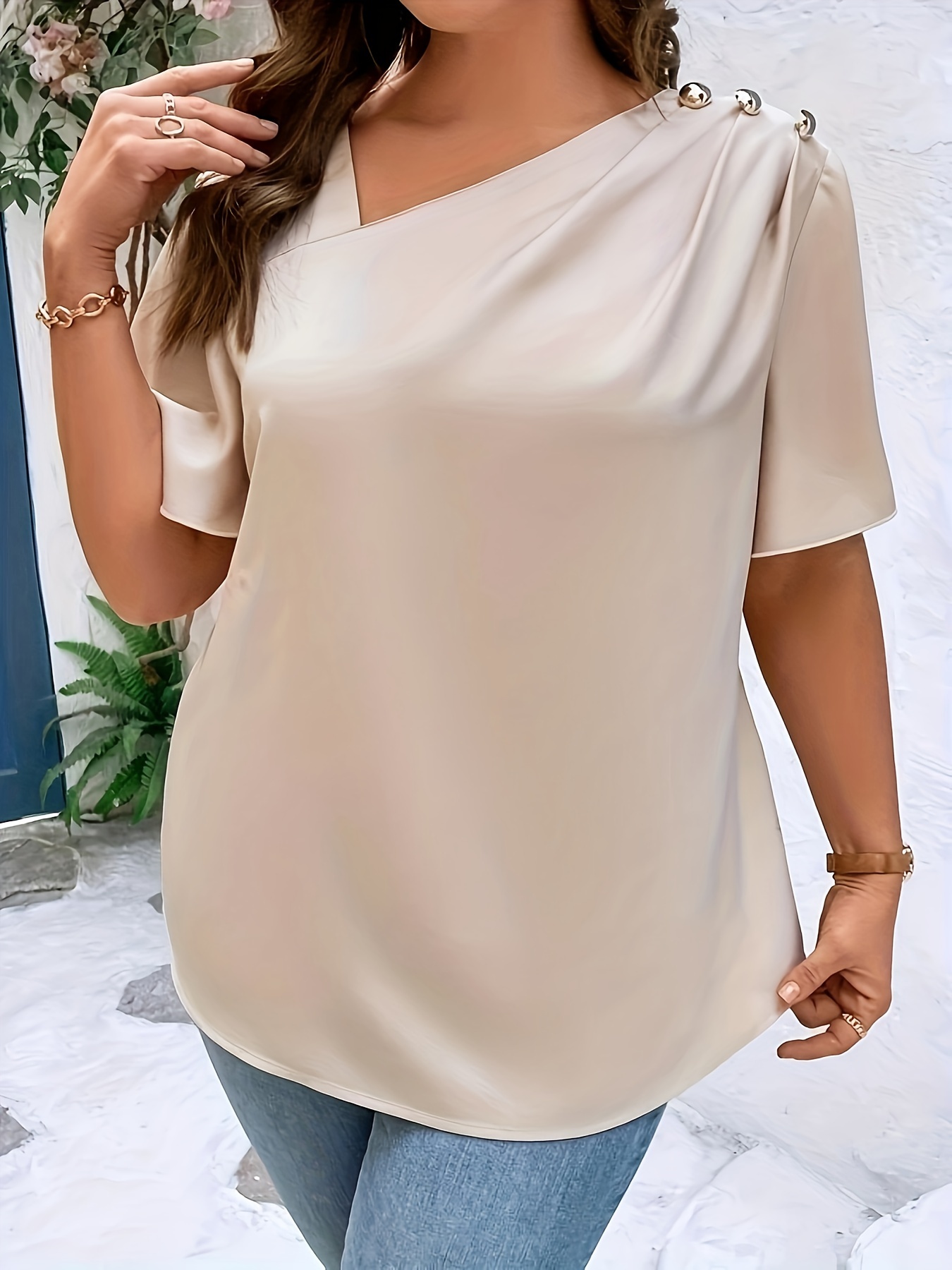 Plus SizeTemperament Blusa Cas - Women'S Fashion Essentials avaliação e preço