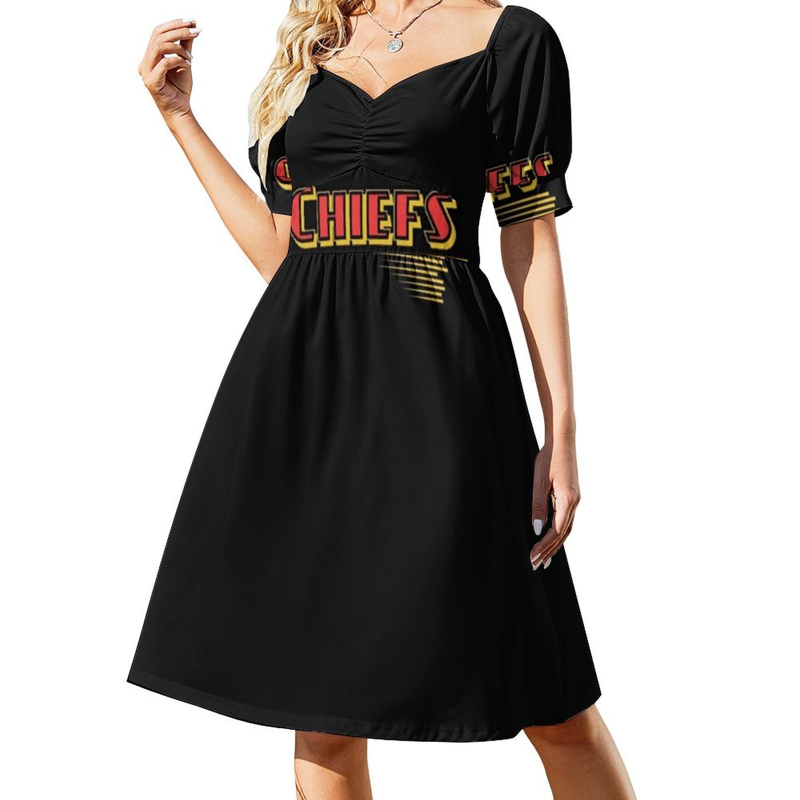 Kc chefes retro gráfico vermel - Smocked Dress Women avaliação e preço