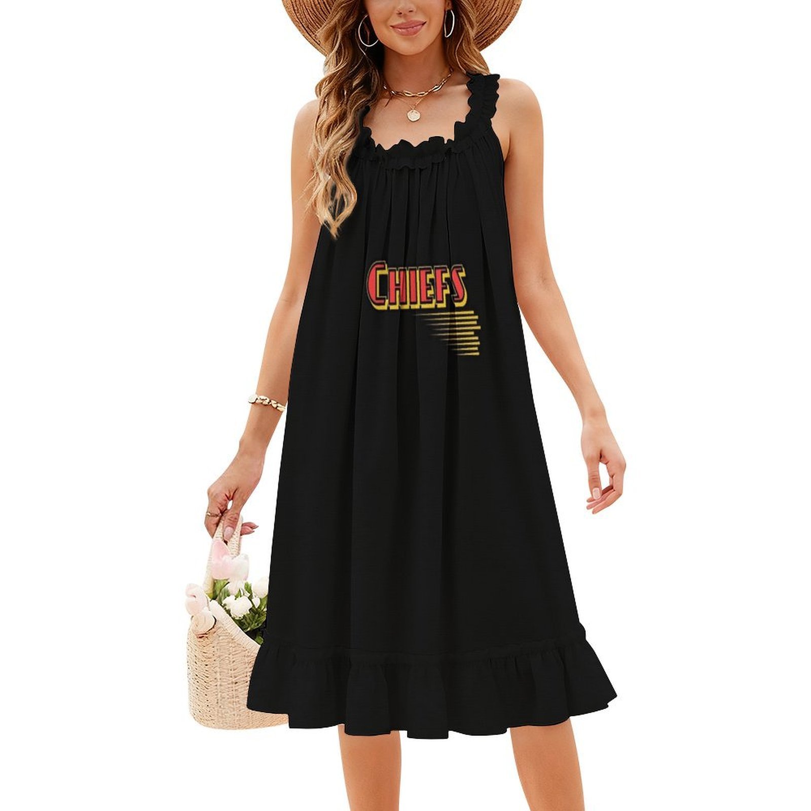 Kc chefes retro gráfico vermel - Smocked Dress Women avaliação e preço