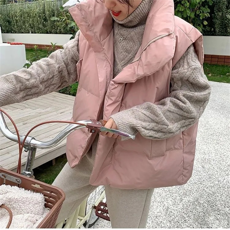 Jaqueta Puffer coreana de gola - Puffer Vest Fashion Women avaliação e preço