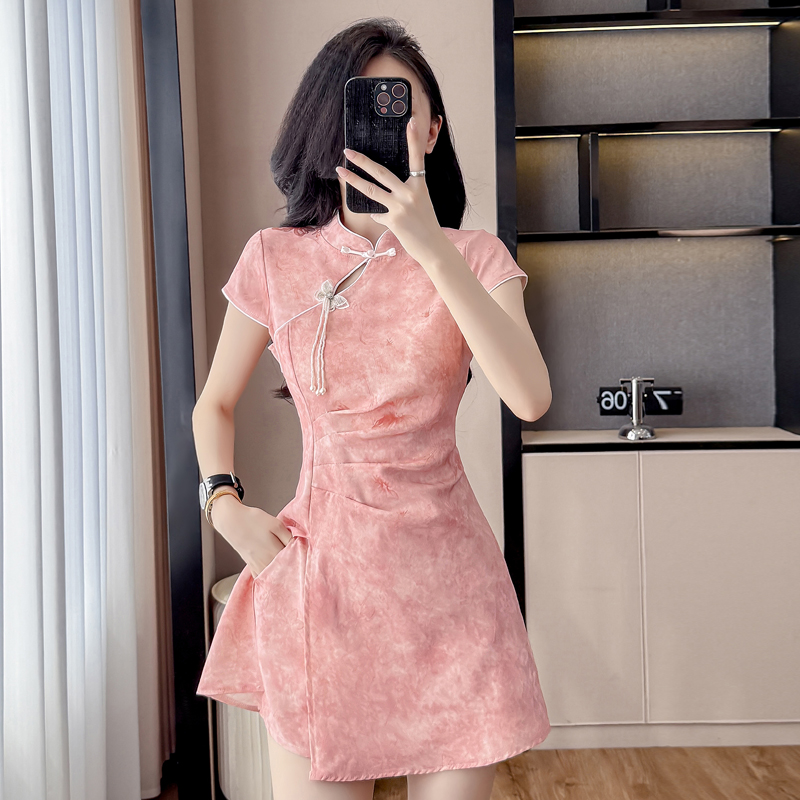 Novo Conjunto Cheongsam Estilo - Ruched Dress Mini avaliação e preço