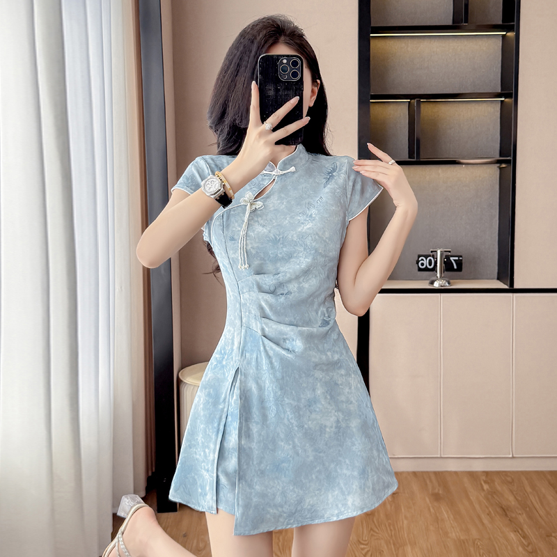Novo Conjunto Cheongsam Estilo - Ruched Dress Mini avaliação e preço
