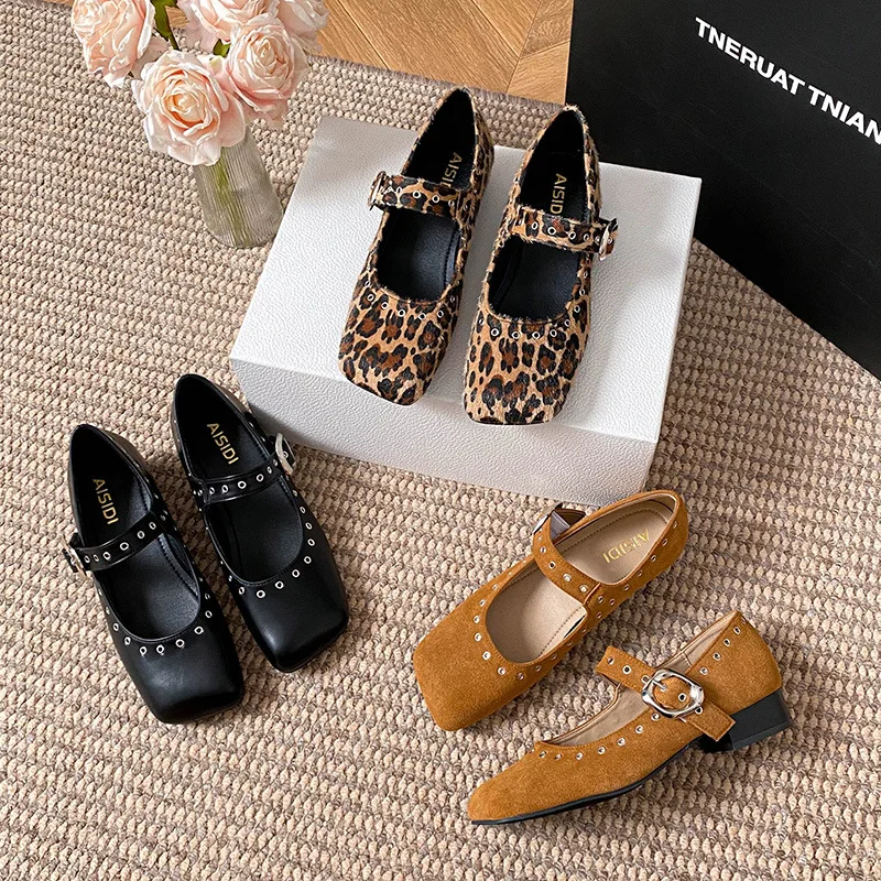 Retro rebite salto baixo mary  - Women'S Fashion Brand Shoes avaliação e preço